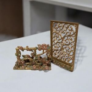 VTG. Letter Rack /Floral Card Holder with Notepad holder